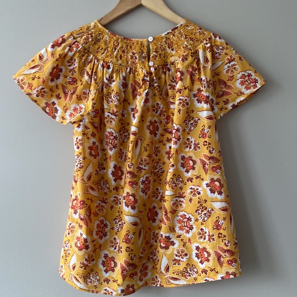 Loft Outlet Floral Smocked Short Sleeve Top - Picture 2 of 10